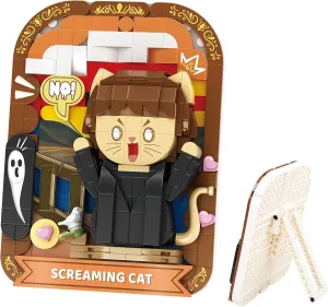 Cute 3D Painting Anime Toy Building Sets,Model Building Kits for Kids and Adults,Screaming Cat Building Blocks Sets ,Famous Art Sets for Women,Birthday Gifts for Kids(416  Pieces Bricks)