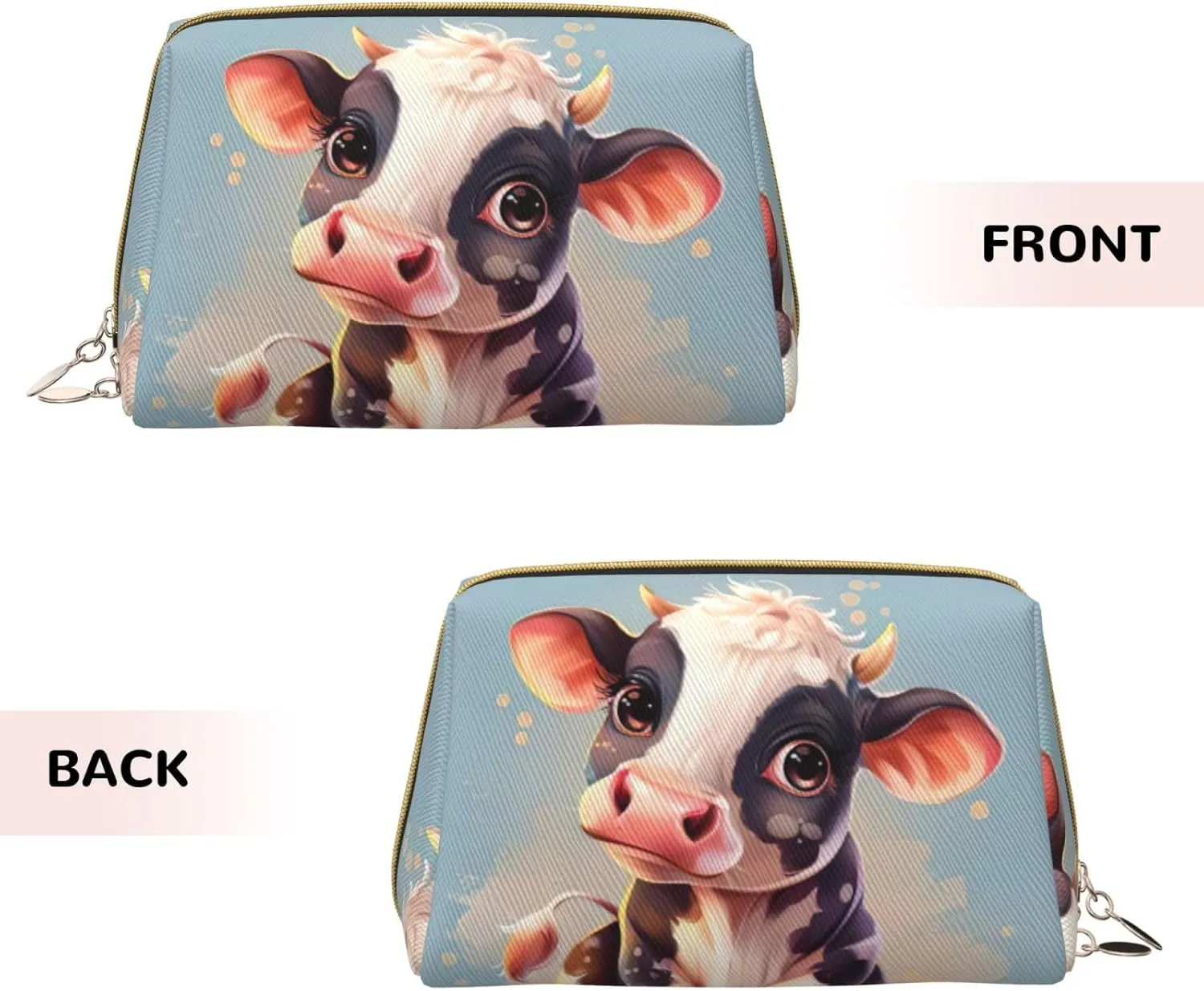 Cute Cow Toiletry Pouch, Travel-Friendly Makeup Organizer For Makeup Brushes, Lipsticks