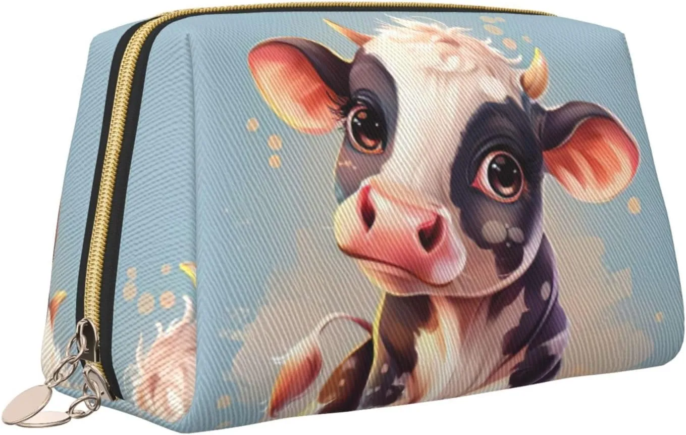 Cute Cow Toiletry Pouch, Travel-Friendly Makeup Organizer For Makeup Brushes, Lipsticks