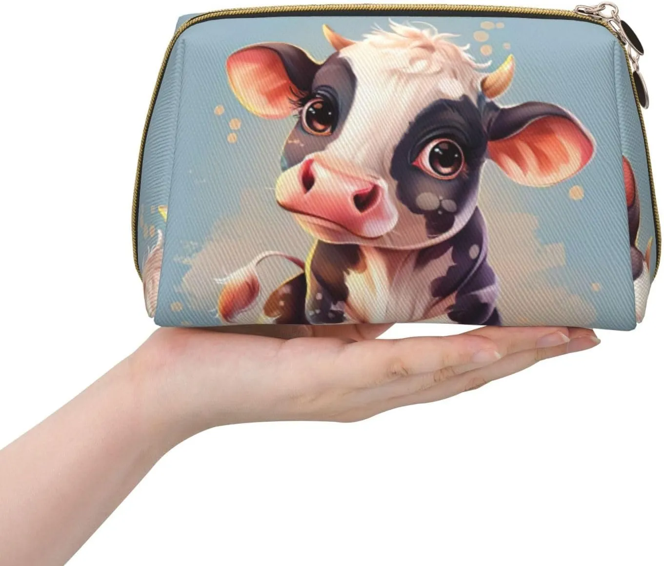 Cute Cow Toiletry Pouch, Travel-Friendly Makeup Organizer For Makeup Brushes, Lipsticks