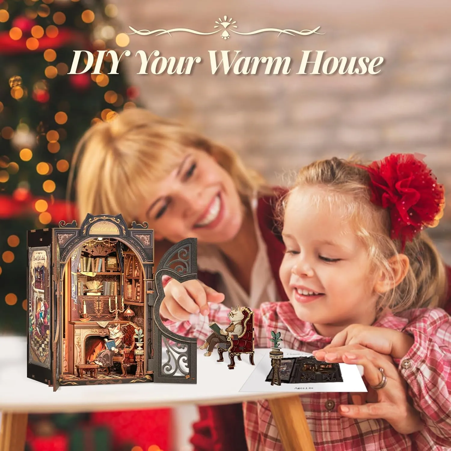 CUTEBEE Book Nook Kit - DIY Miniature House Kit for Adults and Teens, Dollhouse Booknook Tiny House Model Build Bookshelf Decor, Gifts for Family, Friends