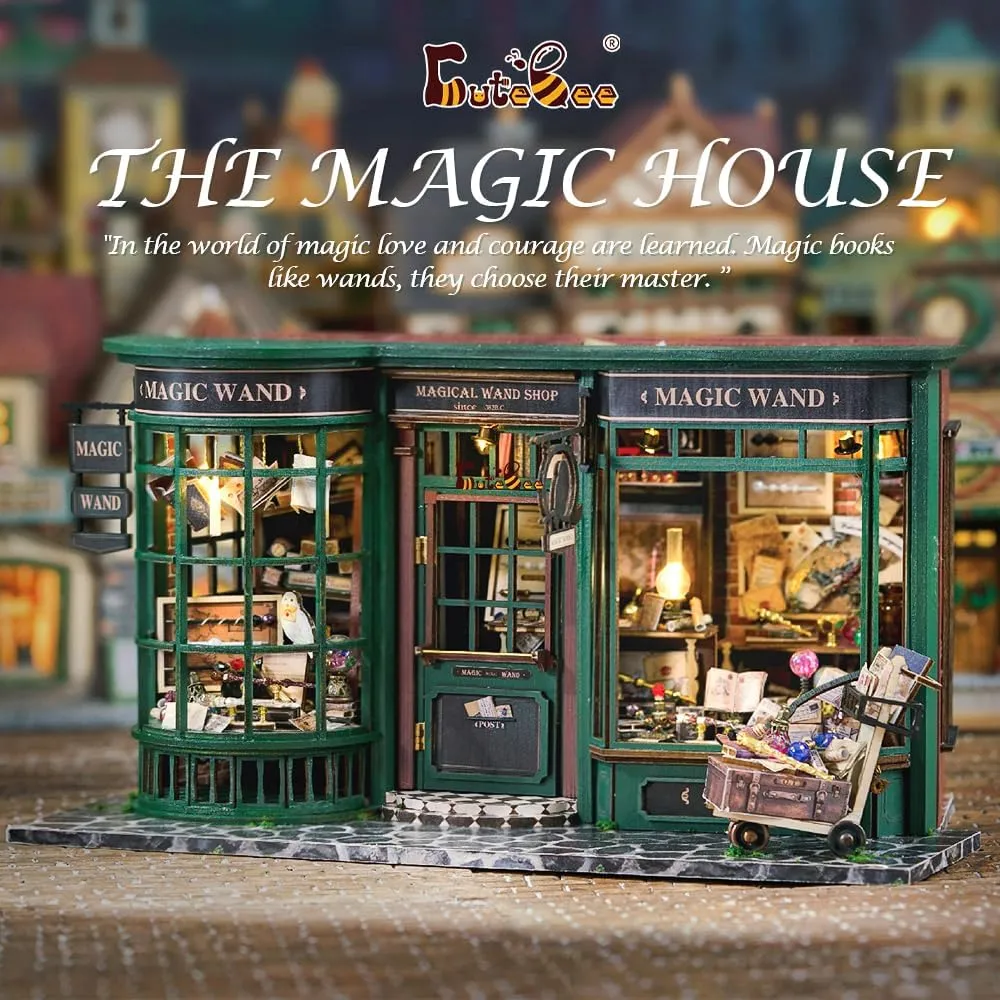 CUTEBEE DIY Miniature Dollhouse Kit, DIY Wooden Dollhouse Kit Miniature House Kit, Creative Room Idea（Magic House）
