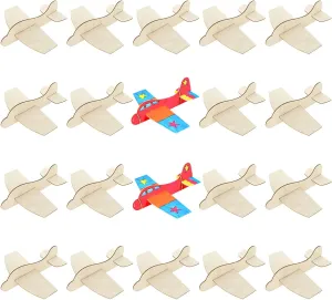 DAJAVE 20 Pack Wooden Model Airplanes, DIY Balsa Wood Airplane Kit, Wooden Plane for Birthday Party & Carnival