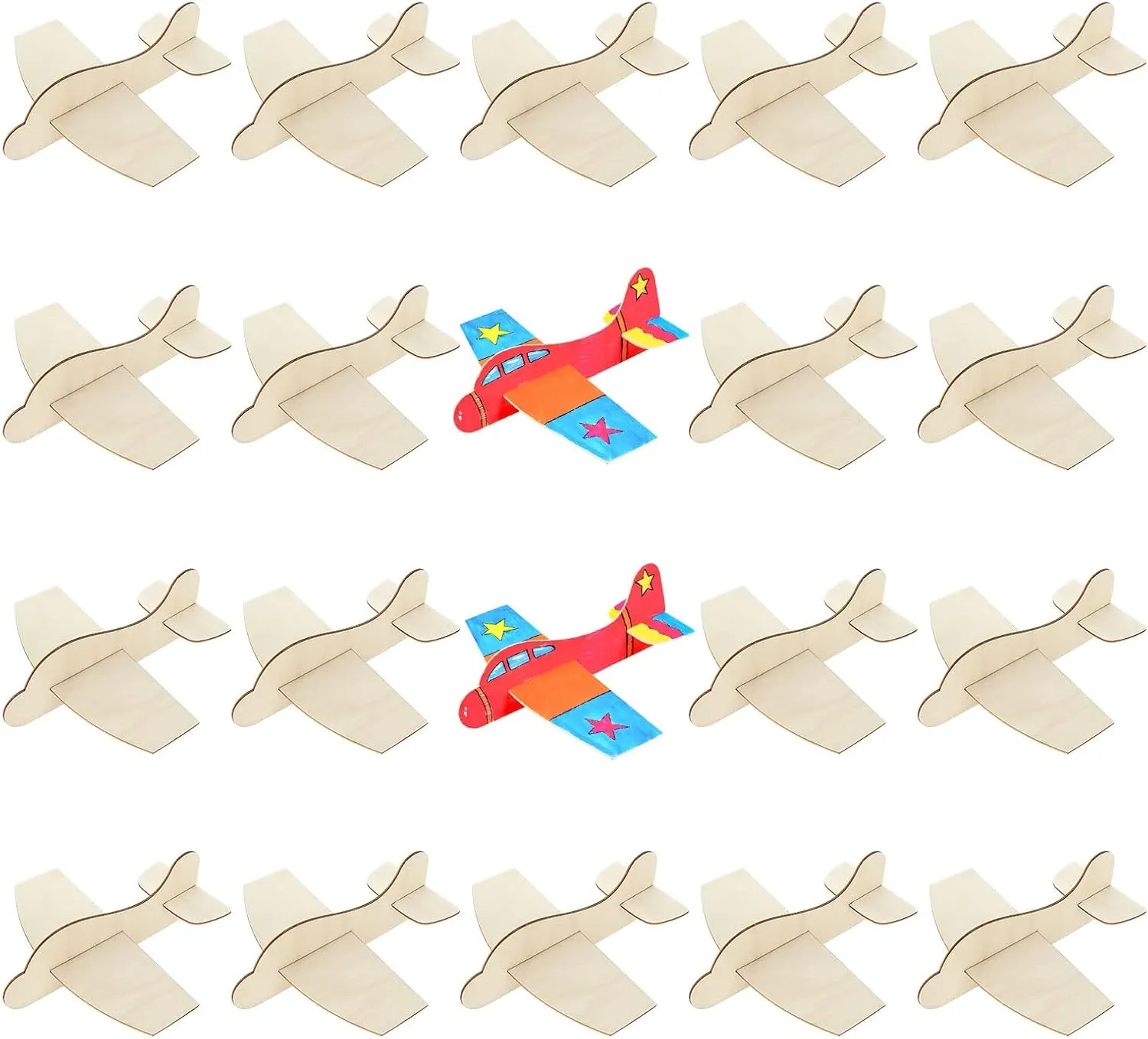 DAJAVE 20 Pack Wooden Model Airplanes, DIY Balsa Wood Airplane Kit, Wooden Plane for Birthday Party & Carnival