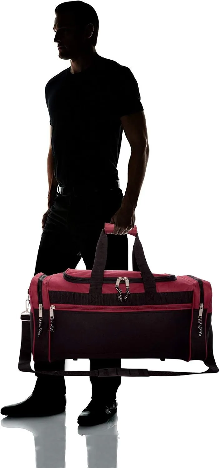 DALIX 21" Blank Sports Duffle Bag Gym Bag Travel Duffel with Adjustable Strap in Maroon