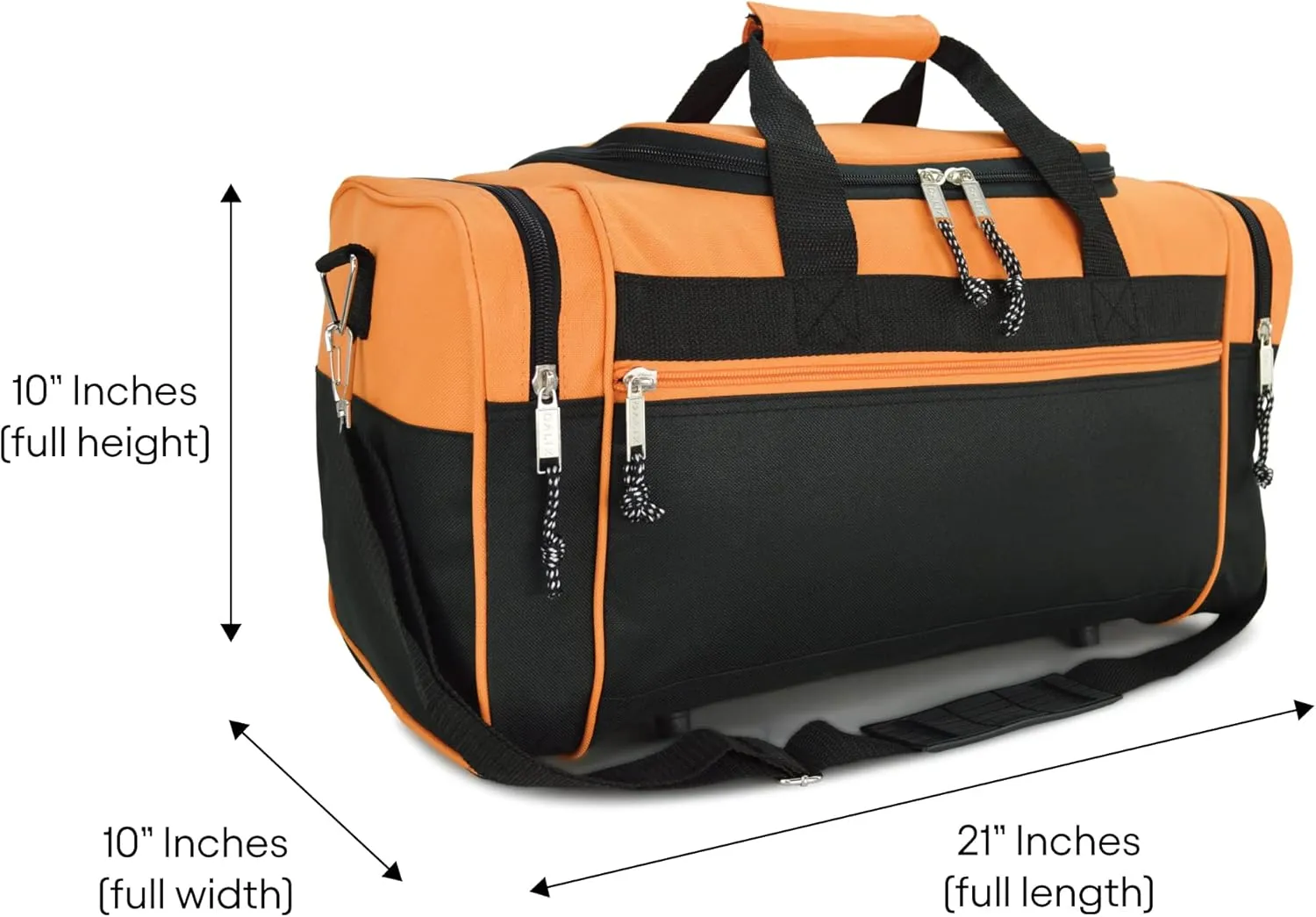 DALIX 21" Blank Sports Duffle Bag Gym Bag Travel Duffel with Adjustable Strap in Orange