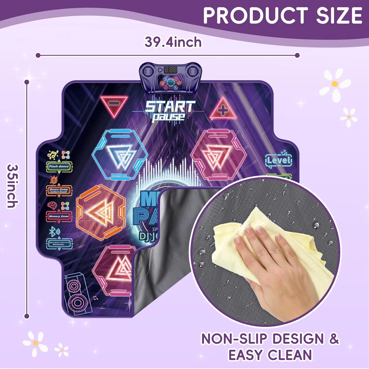 Dance Mat for Kids 4-8 Ages, 6 Light-up Buttons Bluetooth Dance Mat Girls Toys for 8-10, 7 Game Modes Birthday for Teen Girls Dancing Play Mat (black1)