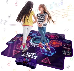 Dance Mat for Kids 4-8 Ages, 6 Light-up Buttons Bluetooth Dance Mat Girls Toys for 8-10, 7 Game Modes Birthday for Teen Girls Dancing Play Mat (black1)