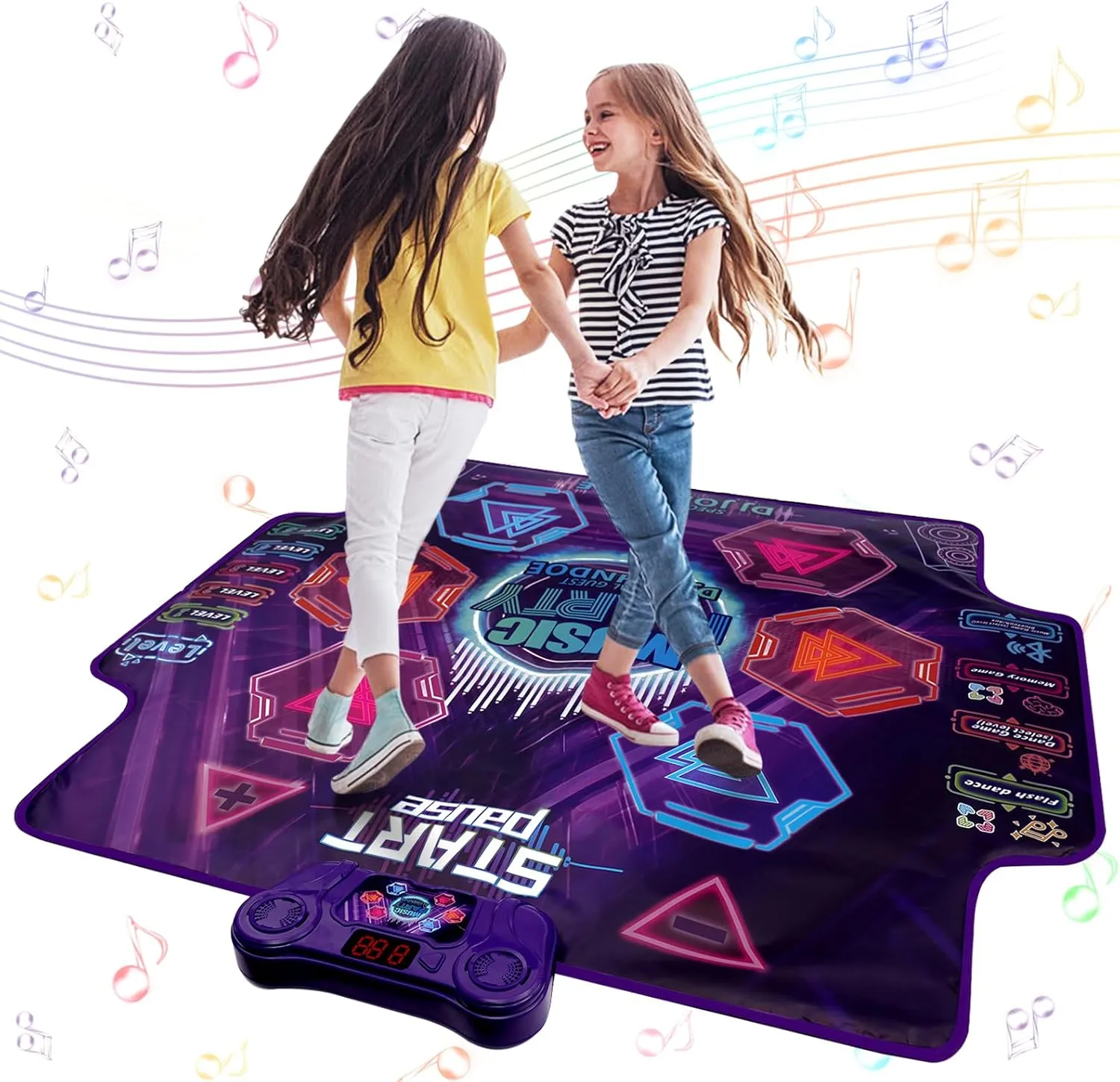 Dance Mat for Kids 4-8 Ages, 6 Light-up Buttons Bluetooth Dance Mat Girls Toys for 8-10, 7 Game Modes Birthday for Teen Girls Dancing Play Mat (black1)