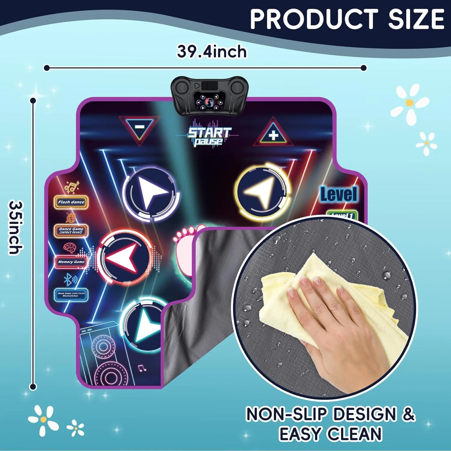 Dance Mat for Kids 4-8 Ages, 6 Light-up Buttons Bluetooth Dance Mat Girls Toys for 8-10, 7 Game Modes Birthday for Teen Girls Dancing Play Mat (black2)