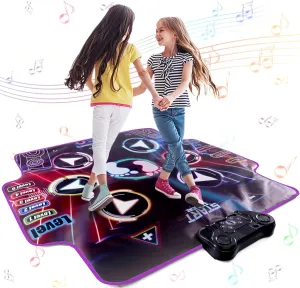 Dance Mat for Kids 4-8 Ages, 6 Light-up Buttons Bluetooth Dance Mat Girls Toys for 8-10, 7 Game Modes Birthday for Teen Girls Dancing Play Mat (black2)