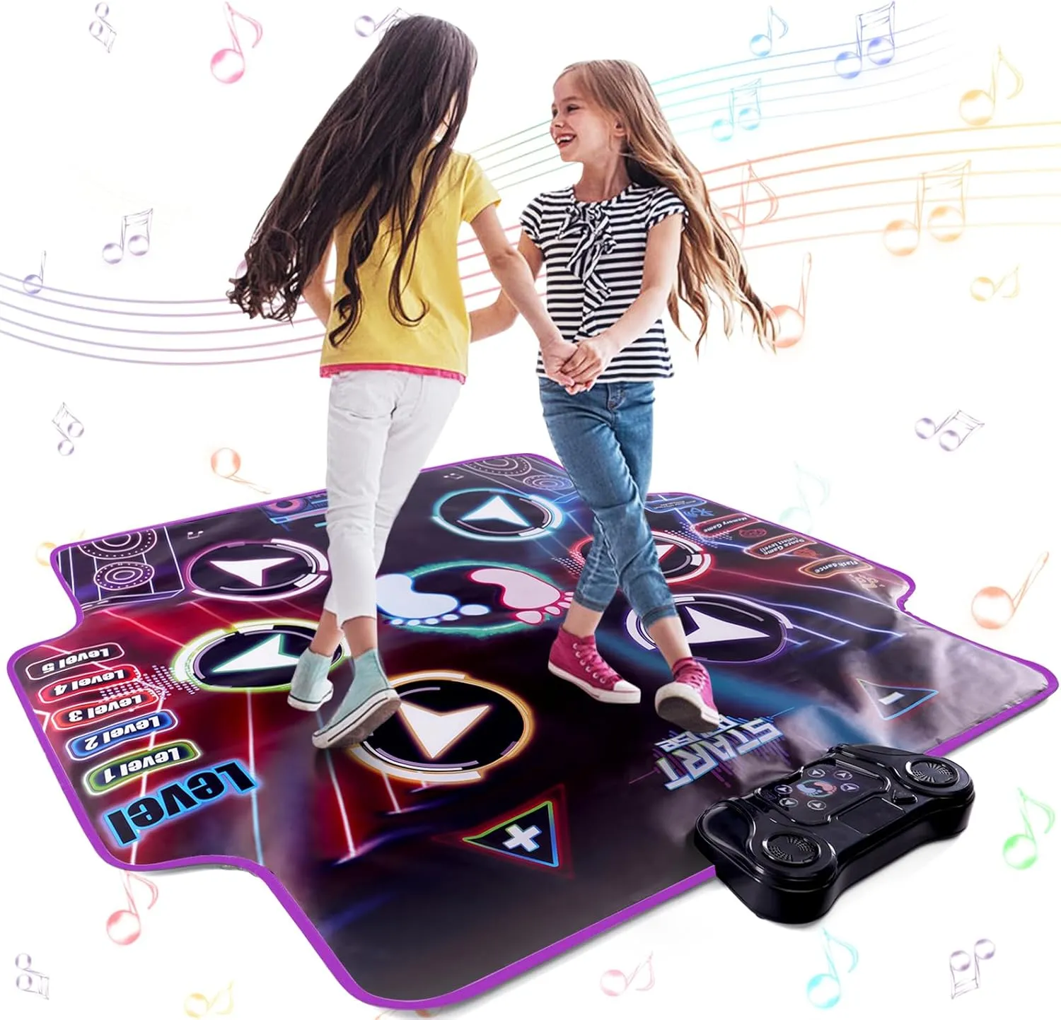 Dance Mat for Kids 4-8 Ages, 6 Light-up Buttons Bluetooth Dance Mat Girls Toys for 8-10, 7 Game Modes Birthday for Teen Girls Dancing Play Mat (black2)