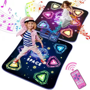 Dance Mat Toys for 3-12 Year Old Girls Boy, 2 Players Dance Mat with Light-up 12 Buttons & 5 Games Mode, Bluetooth Dance Game Toy for Girls 5-7, Xmas Birthday Gifts for 3 4 5 6 7 8 9 10  Year Old Kids