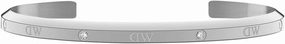 Daniel Wellington Classic Lumine Bracelet L - Silver Bangle Cuff Bracelet with Crystals, 316L Stainless Steel, Adjustable, Stackable, 7 Inches