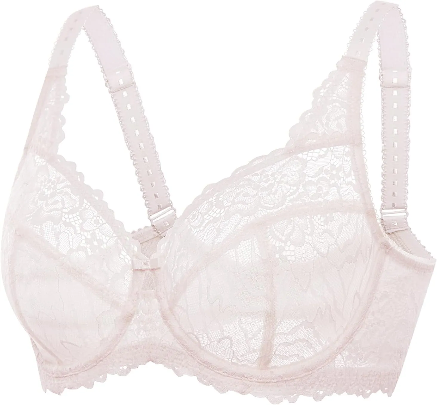 DELIMIRA Women's Plus Size Minimizer Bras Full Coverage Lace Unlined Underwire Bra B-K Cups