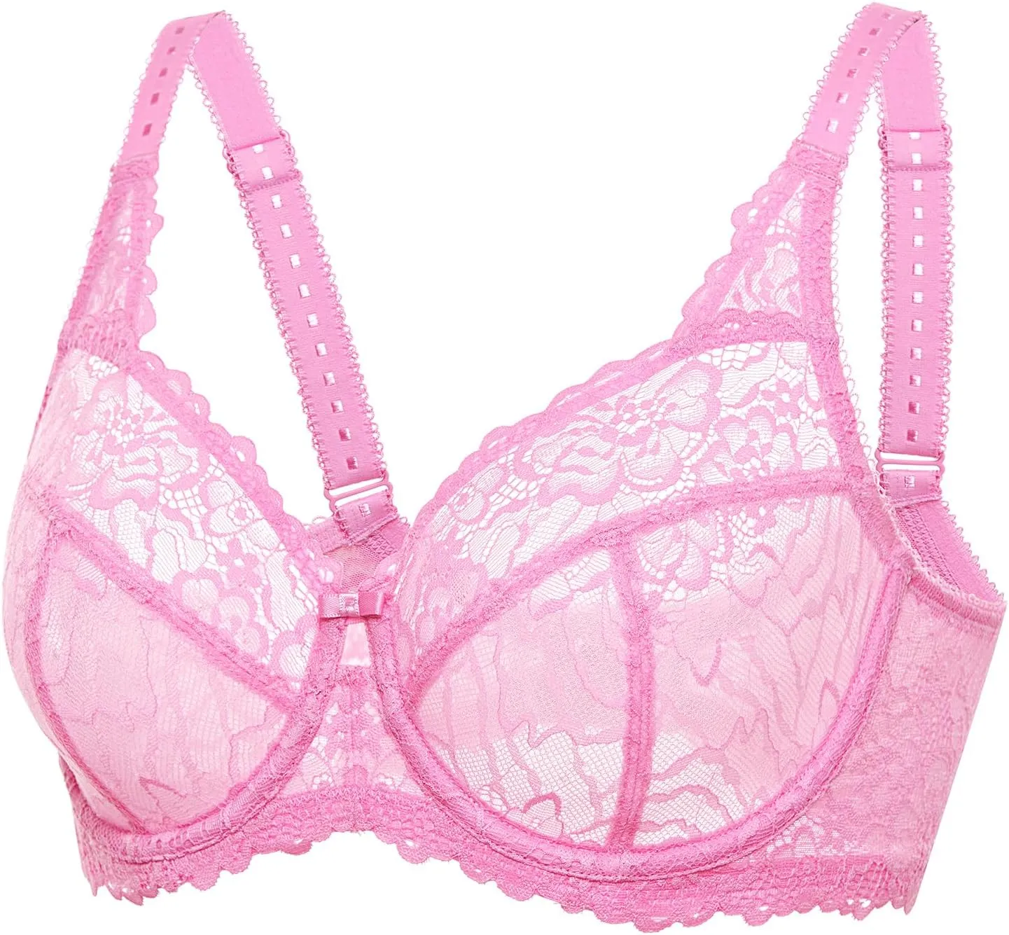 DELIMIRA Women's Plus Size Minimizer Bras Full Coverage Lace Unlined Underwire Bra B-K Cups
