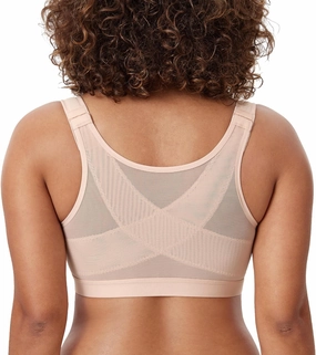 DELIMIRA Women's Natrelax Front Closure Bras Posture Lightly Padded Plus Size Wireless Full Coverage Bra