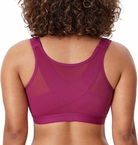 DELIMIRA Women's Natrelax Front Closure Bras Posture Lightly Padded Plus Size Wireless Full Coverage Bra