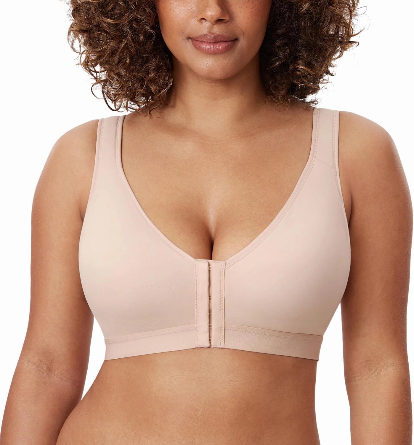 DELIMIRA Women's Natrelax Front Closure Bras Posture Lightly Padded Plus Size Wireless Full Coverage Bra