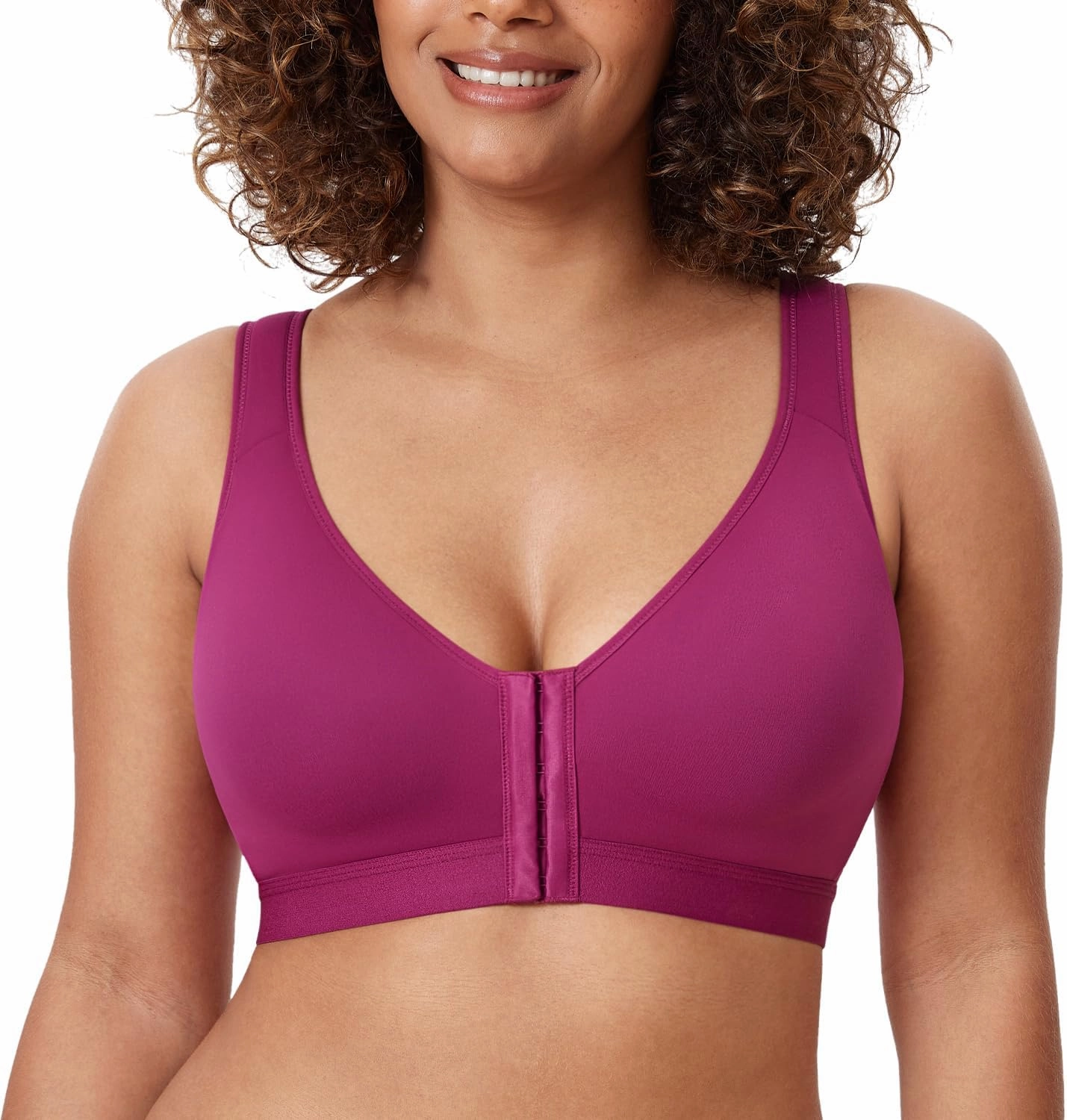 DELIMIRA Women's Natrelax Front Closure Bras Posture Lightly Padded Plus Size Wireless Full Coverage Bra