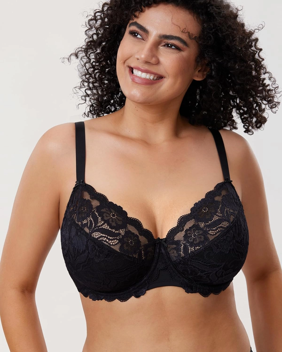 DELIMIRA Women's Plus Size Full Coverage Lace Underwire Unlined Bra Up to J