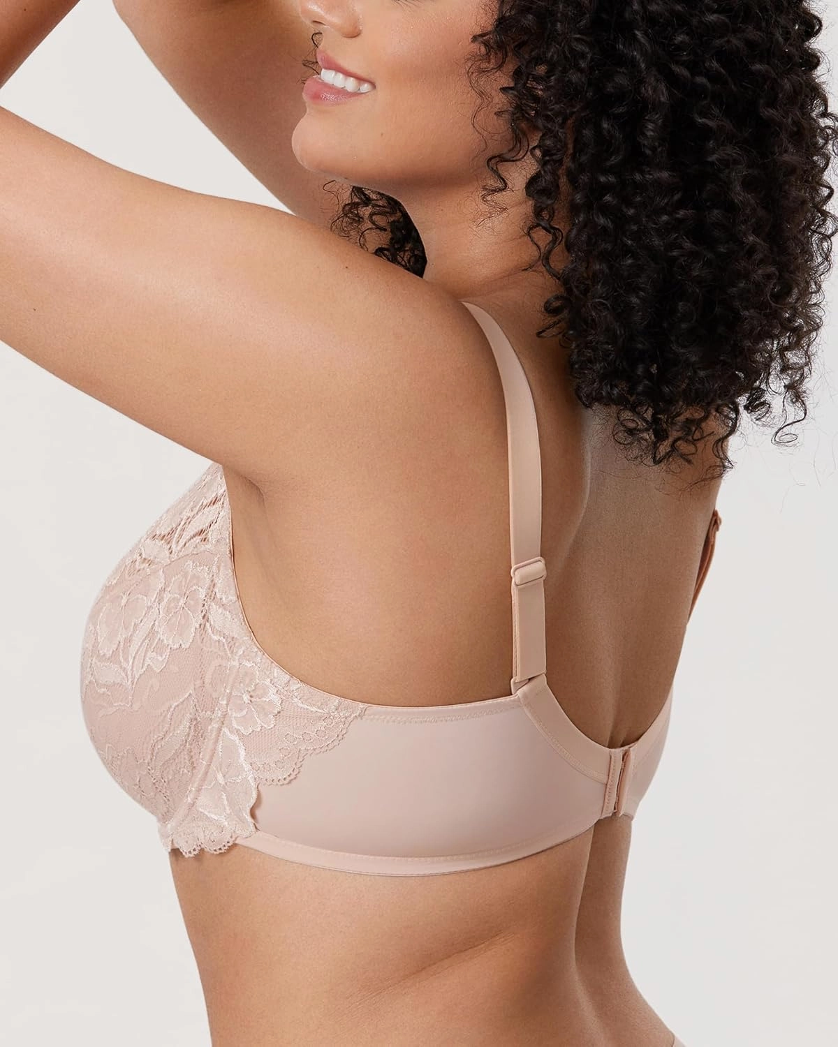 DELIMIRA Women's Plus Size Full Coverage Lace Underwire Unlined Bra Up to J