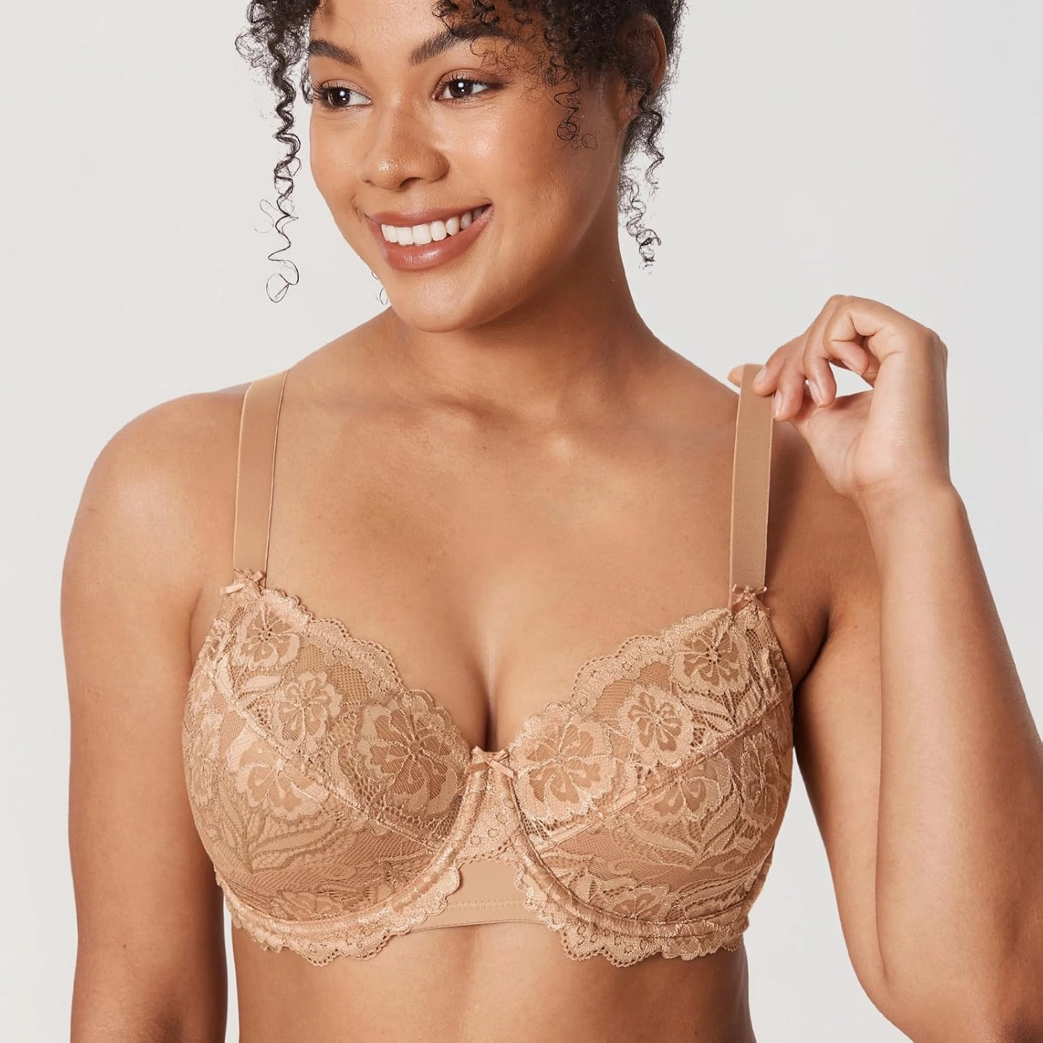 DELIMIRA Women's Plus Size Full Coverage Lace Underwire Unlined Bra Up to J