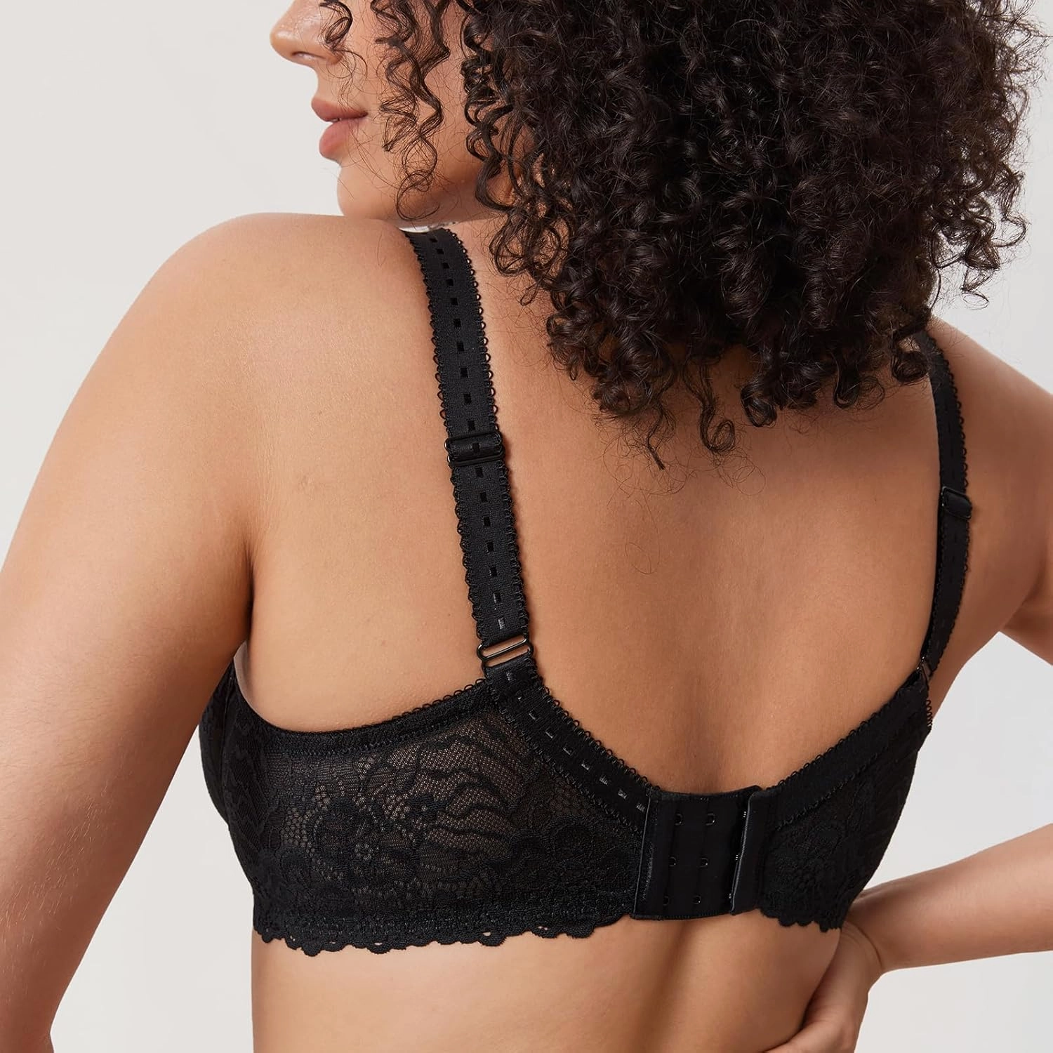 DELIMIRA Women's Plus Size Minimizer Bras Full Coverage Lace Unlined Underwire Bra B-K Cups