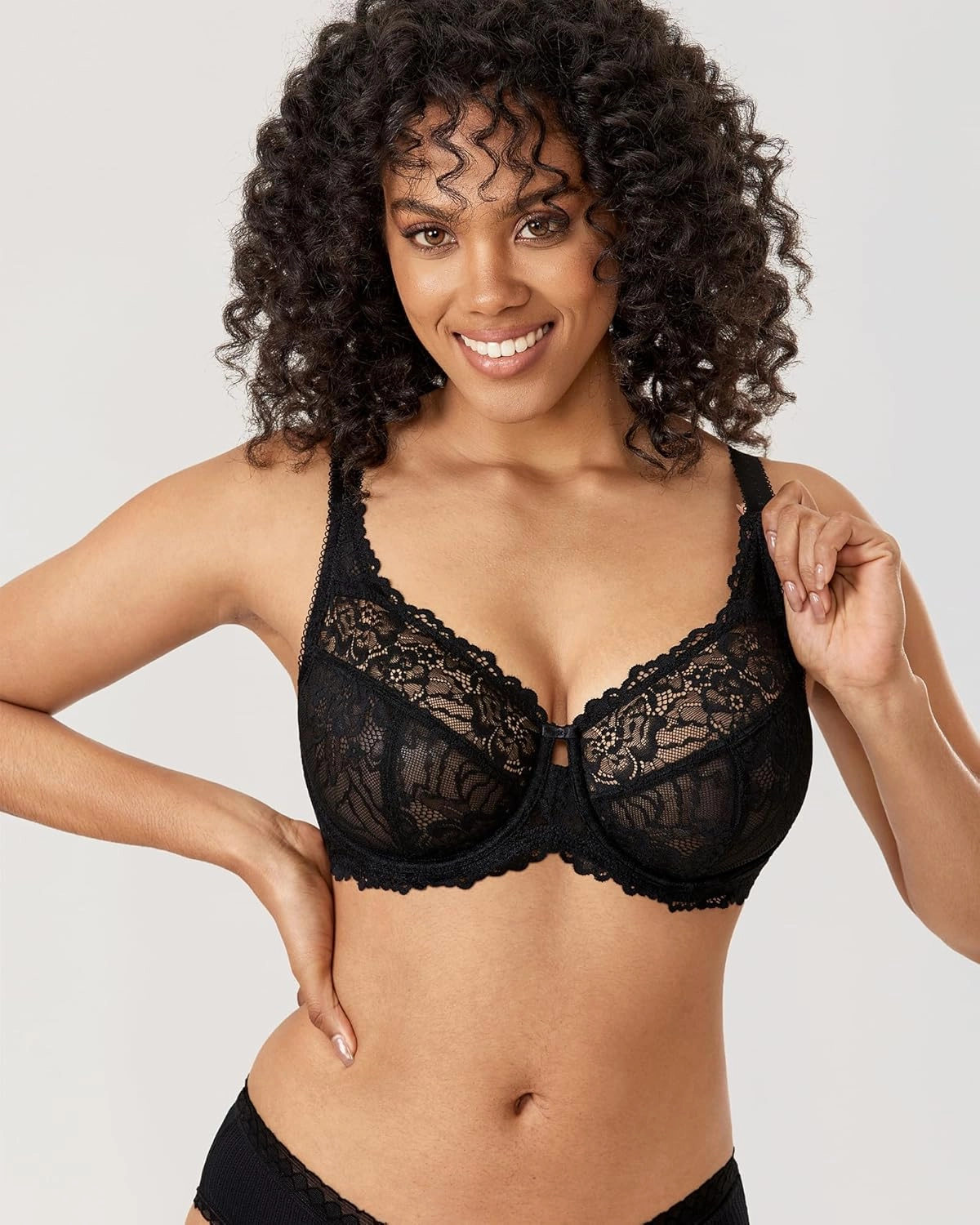 DELIMIRA Women's Plus Size Minimizer Bras Full Coverage Lace Unlined Underwire Bra B-K Cups