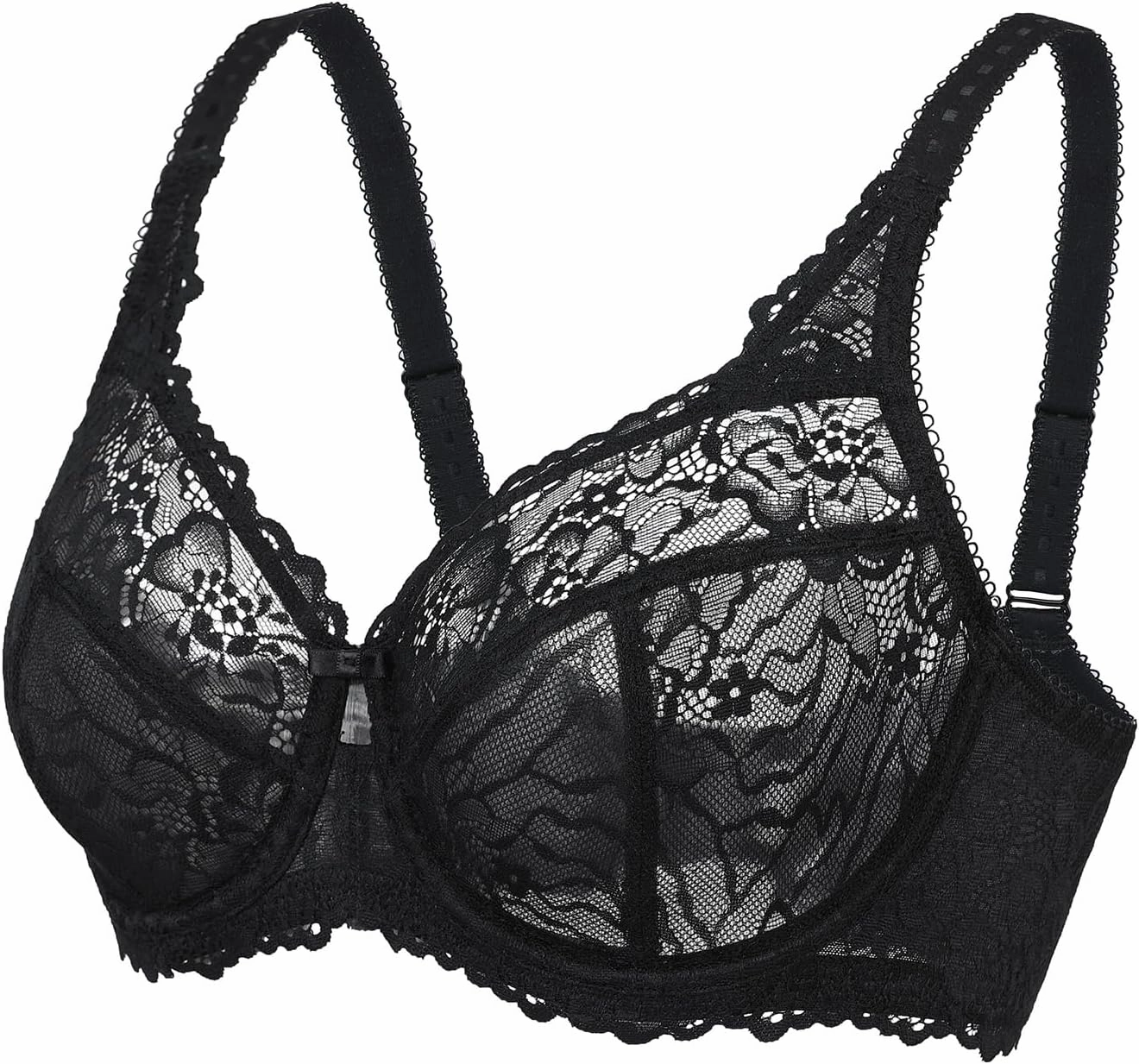 DELIMIRA Women's Plus Size Minimizer Bras Full Coverage Lace Unlined Underwire Bra B-K Cups