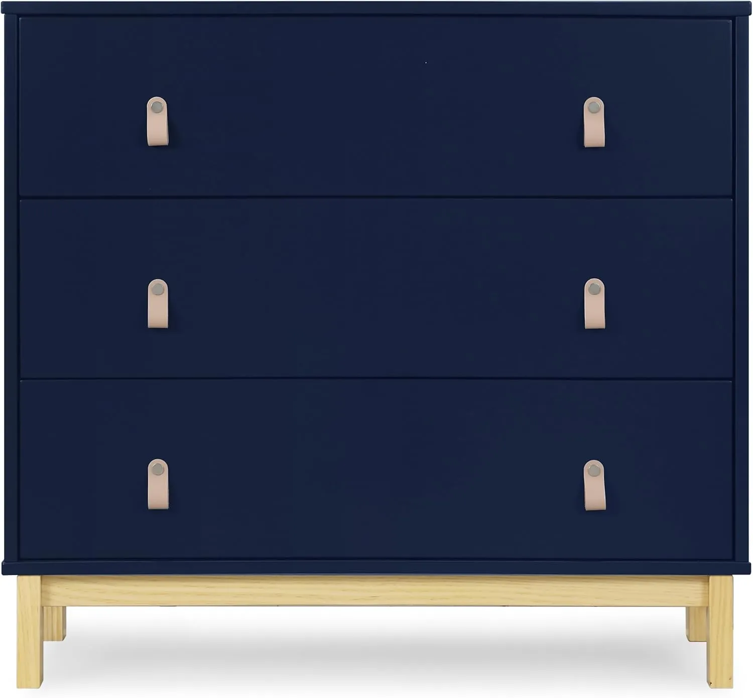 Delta Children babyGap Legacy 3 Drawer Dresser with Leather Pulls and Interlocking Drawers, Navy/Natural