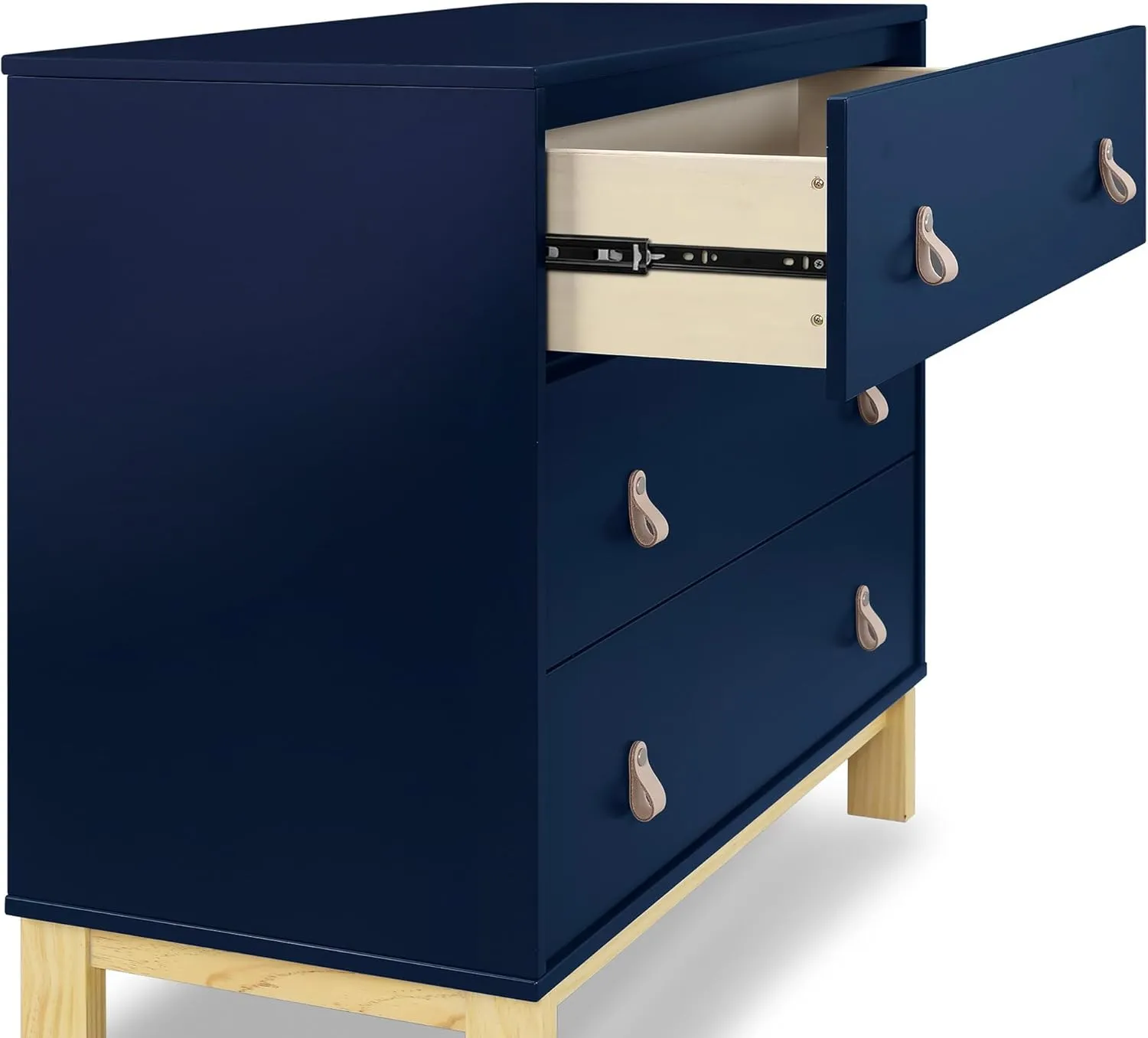 Delta Children babyGap Legacy 3 Drawer Dresser with Leather Pulls and Interlocking Drawers, Navy/Natural