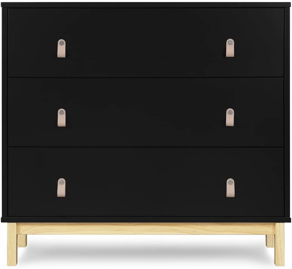 Delta Children babyGap Legacy 3 Drawer Dresser with Leather Pulls and Interlocking Drawers, Ebony/Natural