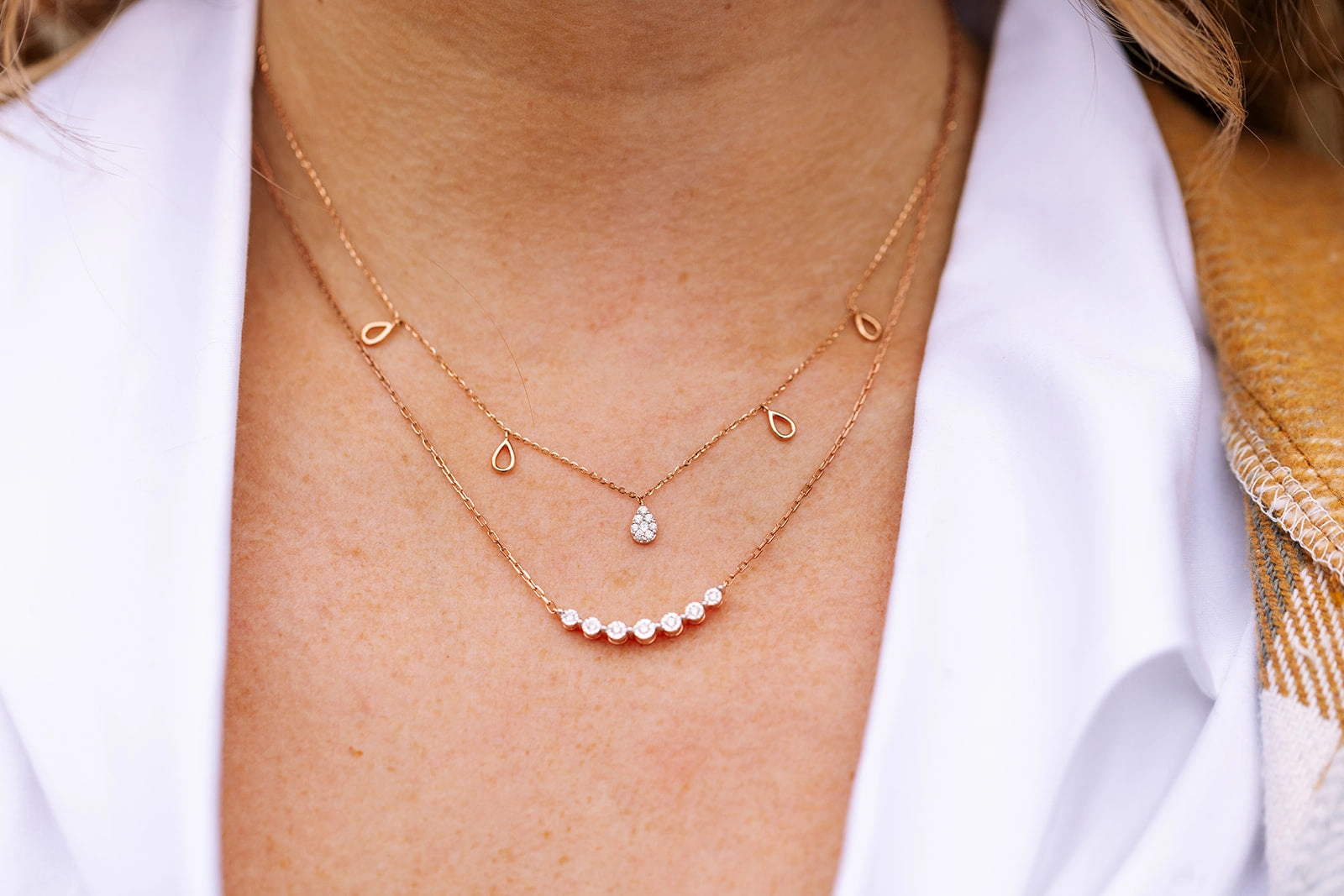 Diamond Pear Drop Necklace - 14k Rose Gold - 0.12ctw