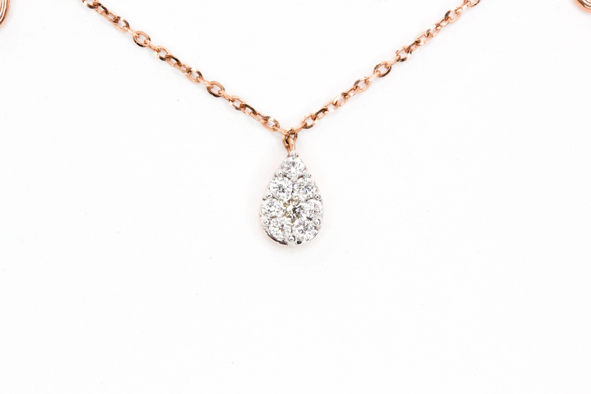 Diamond Pear Drop Necklace - 14k Rose Gold - 0.12ctw