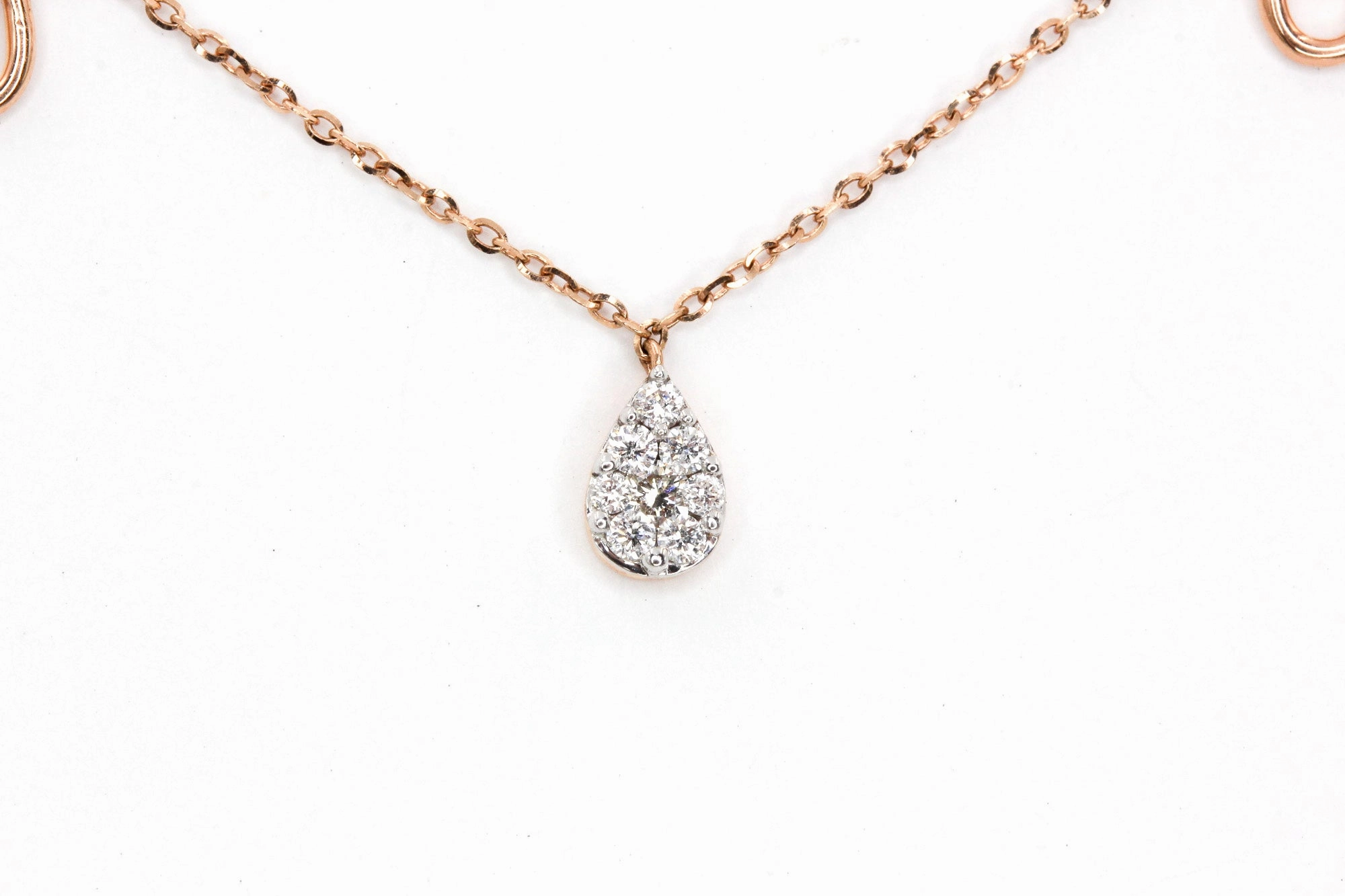 Diamond Pear Drop Necklace - 14k Rose Gold - 0.12ctw