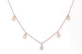 Diamond Pear Drop Necklace - 14k Rose Gold - 0.12ctw