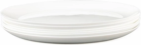 Dinner Plates Set of 6, Tempered Glass White Plates, 10-1/2-Inch Round Dish Set, Microwave & Dishwasher Safe Glass Plate Set