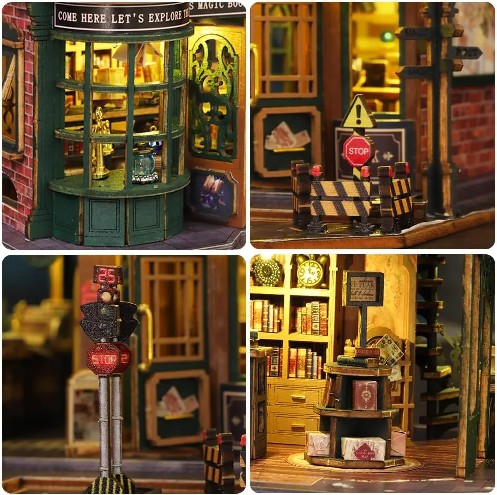 DIY Miniature Dollhouse Kit, Mini House Making Kit with Furnitures, Tiny House Kit to Build for Adults, Hobby Craft Gift for Fathers Day, Book City
