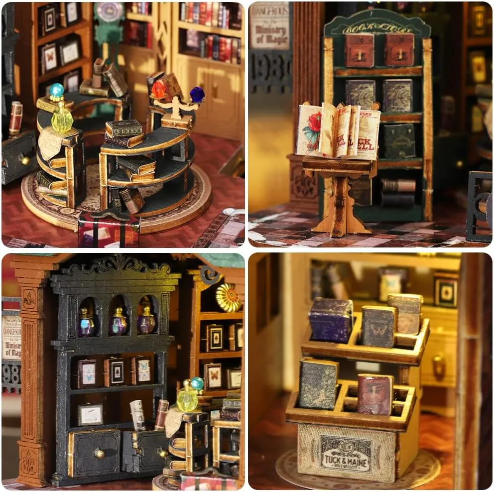DIY Miniature Dollhouse Kit, Mini House Making Kit with Furnitures, Tiny House Kit to Build for Adults, Hobby Craft Gift for Fathers Day, Book City