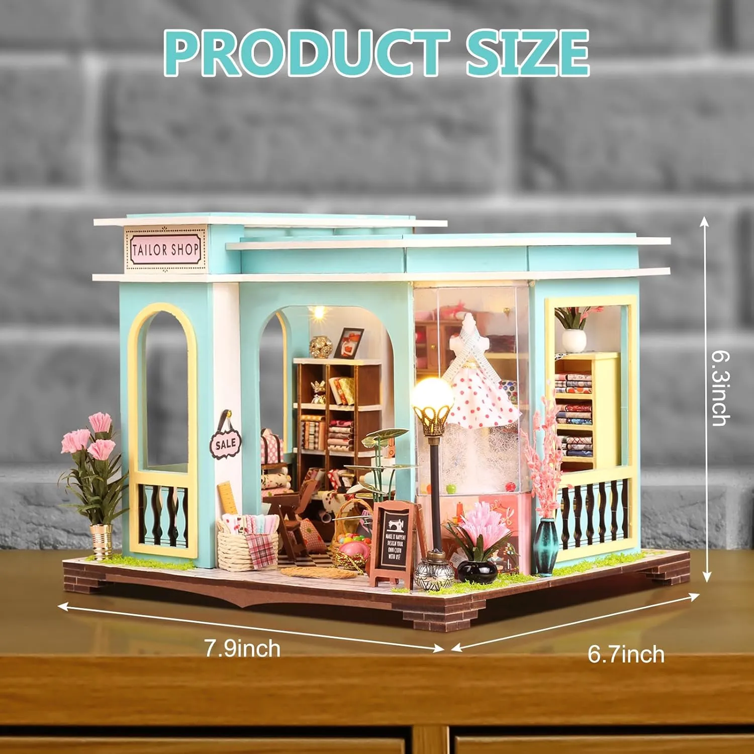 DIY Miniature House Kit, Dollhouse Kit with Furnitures, 1:24 Mini House Making Kit for for Adult to Building, Father's Day/Home Decorations/Gifts for Family and Friends, Tailor's Store