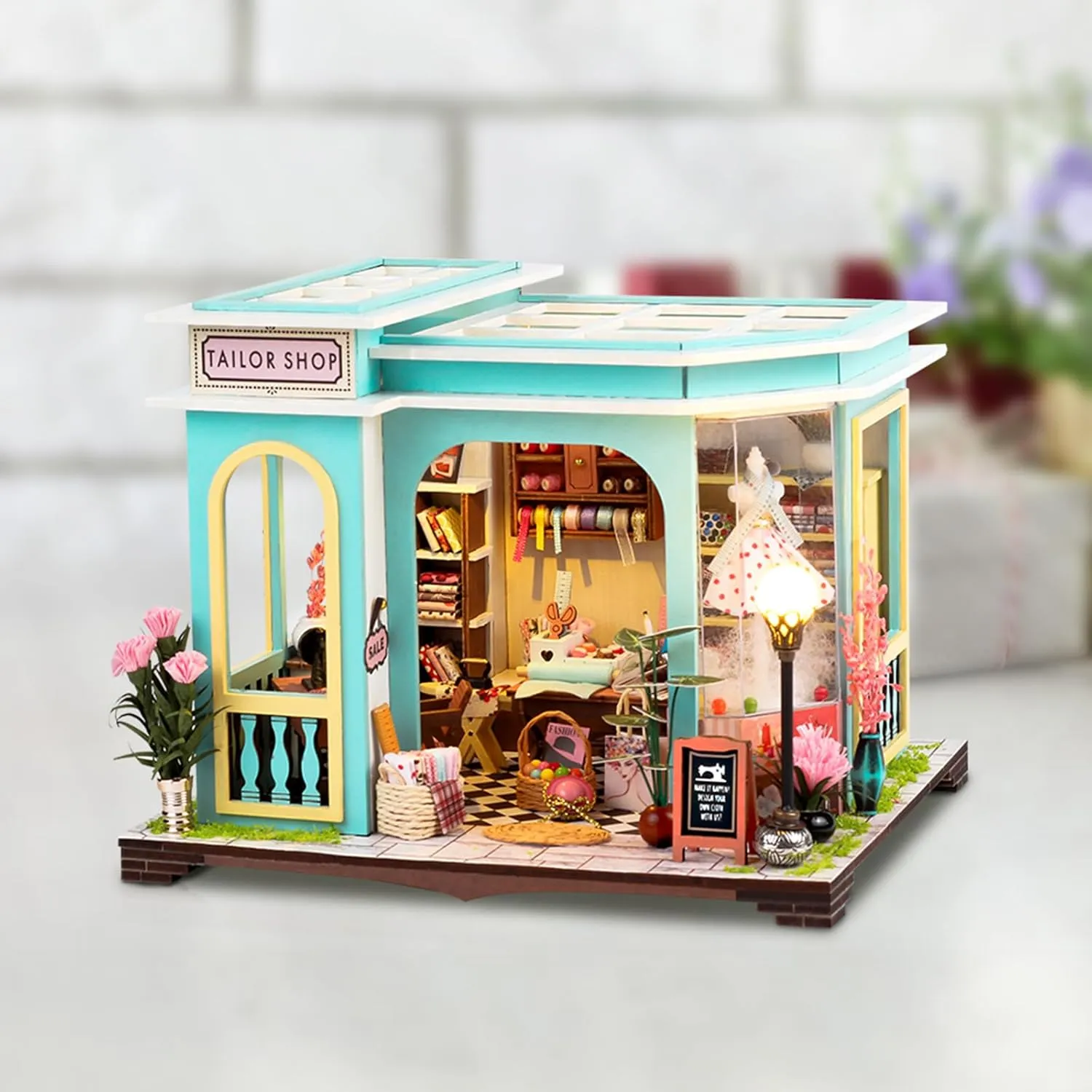 DIY Miniature House Kit, Dollhouse Kit with Furnitures, 1:24 Mini House Making Kit for for Adult to Building, Father's Day/Home Decorations/Gifts for Family and Friends, Tailor's Store