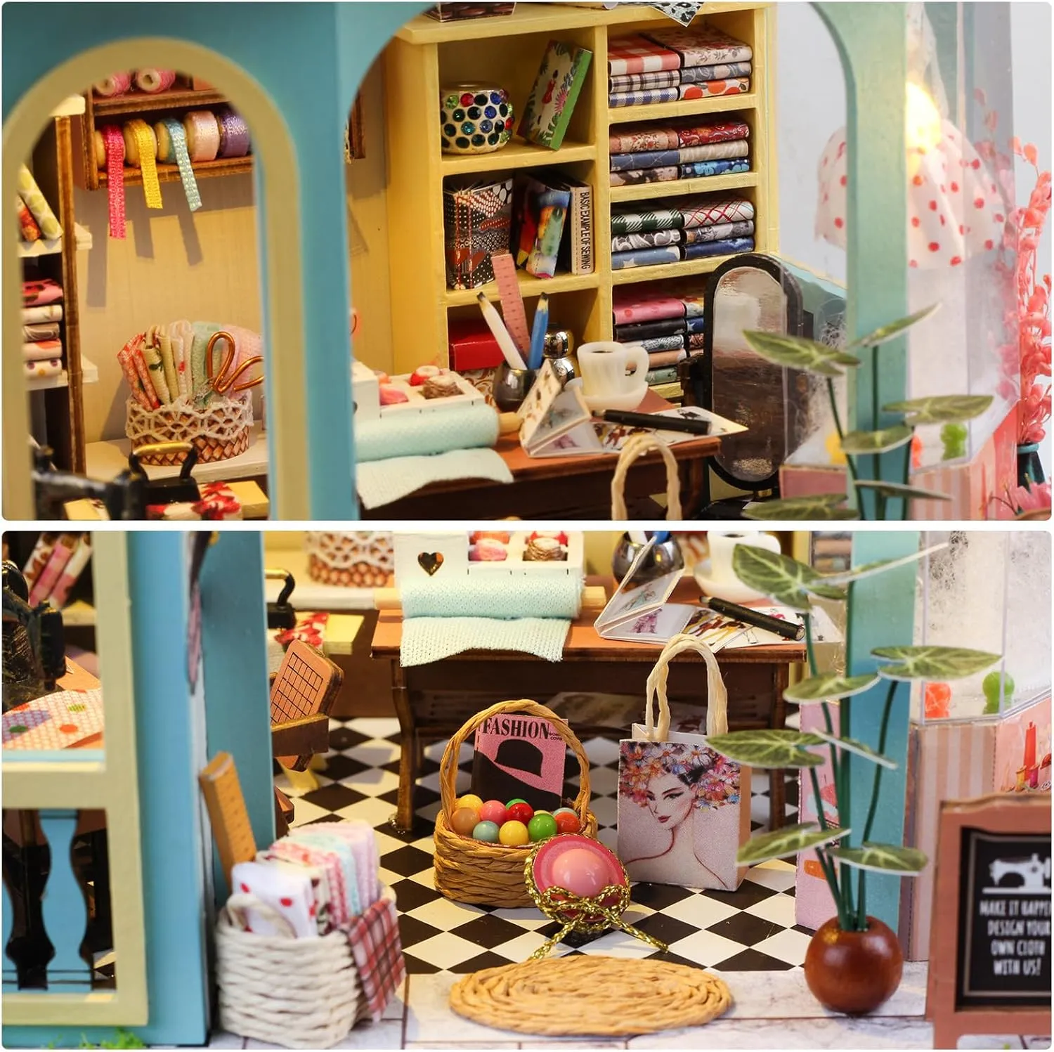DIY Miniature House Kit, Dollhouse Kit with Furnitures, 1:24 Mini House Making Kit for for Adult to Building, Father's Day/Home Decorations/Gifts for Family and Friends, Tailor's Store