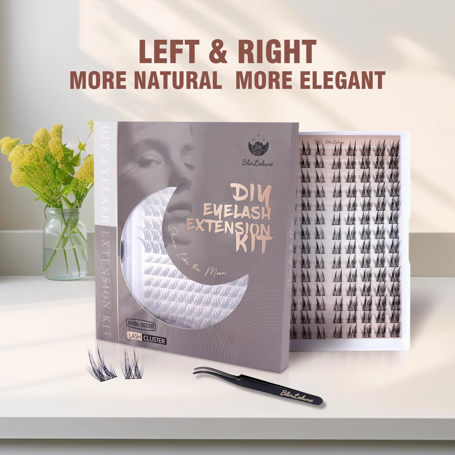 DIY Eyelash Extension Kit,Symmetrical left and right eyes,Multi-layer weaving,strong three-dimensional effect,10-15mm length,140PCS,Individual Lash clusters, with Bond Seal Remover Tweezer