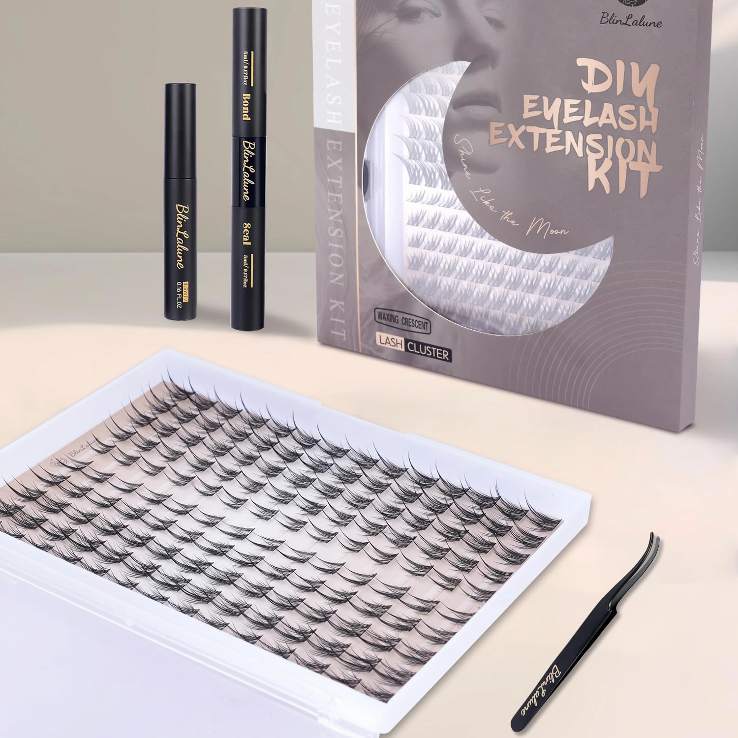 DIY Eyelash Extension Kit,Symmetrical left and right eyes,Multi-layer weaving,strong three-dimensional effect,10-15mm length,140PCS,Individual Lash clusters, with Bond Seal Remover Tweezer