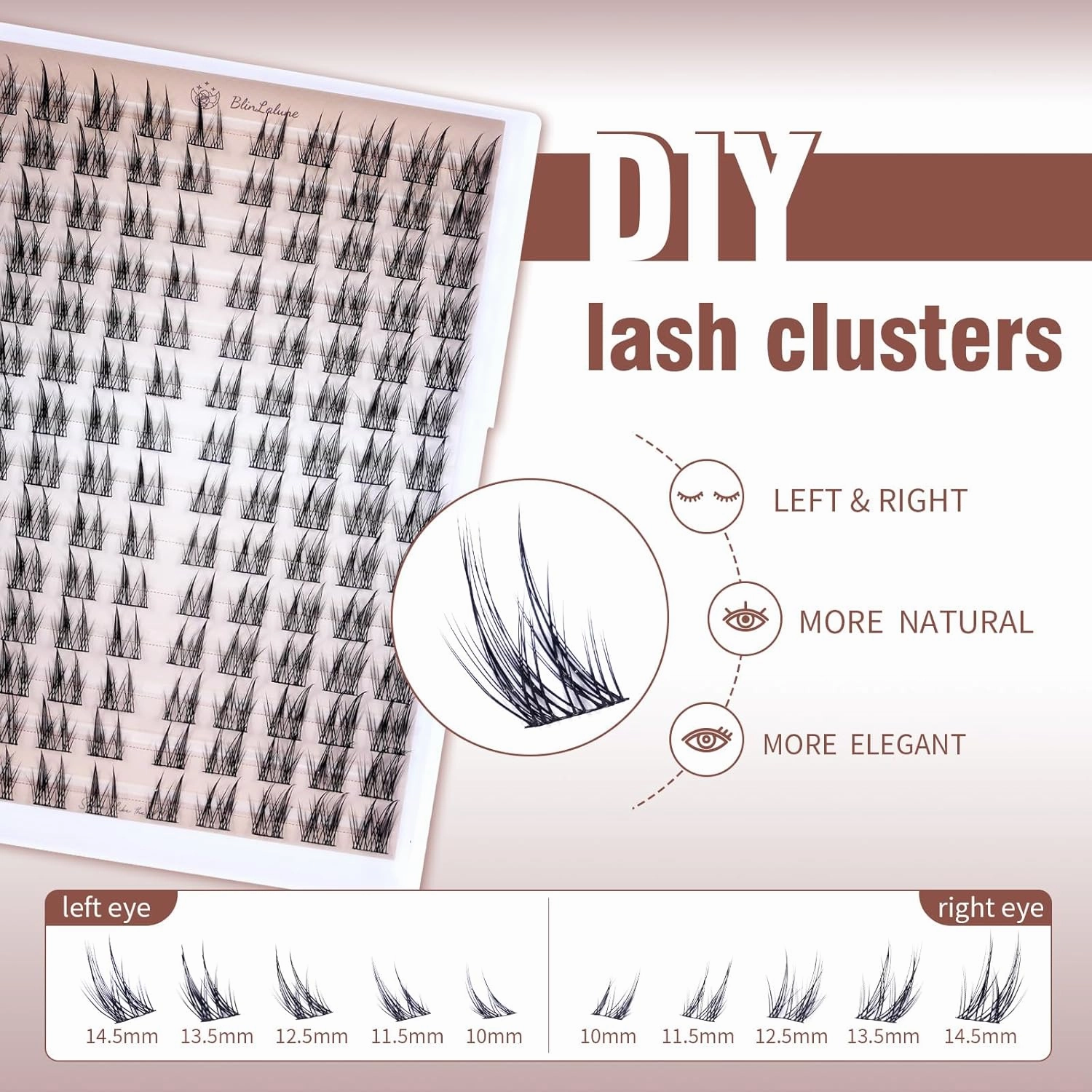DIY Eyelash Extension Kit,Symmetrical left and right eyes,Multi-layer weaving,strong three-dimensional effect,10-15mm length,140PCS,Individual Lash clusters, with Bond Seal Remover Tweezer