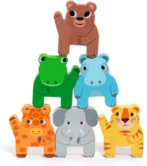 DJECO Jungle Animals Wooden Train - Trainimo Jungle - Safe for Kids Toys, Cute Toddler Vehicle, Stackable Animals for Imagination, Active Play, Motor Skills - Perfect for Boys & Girls Ages 18  Months