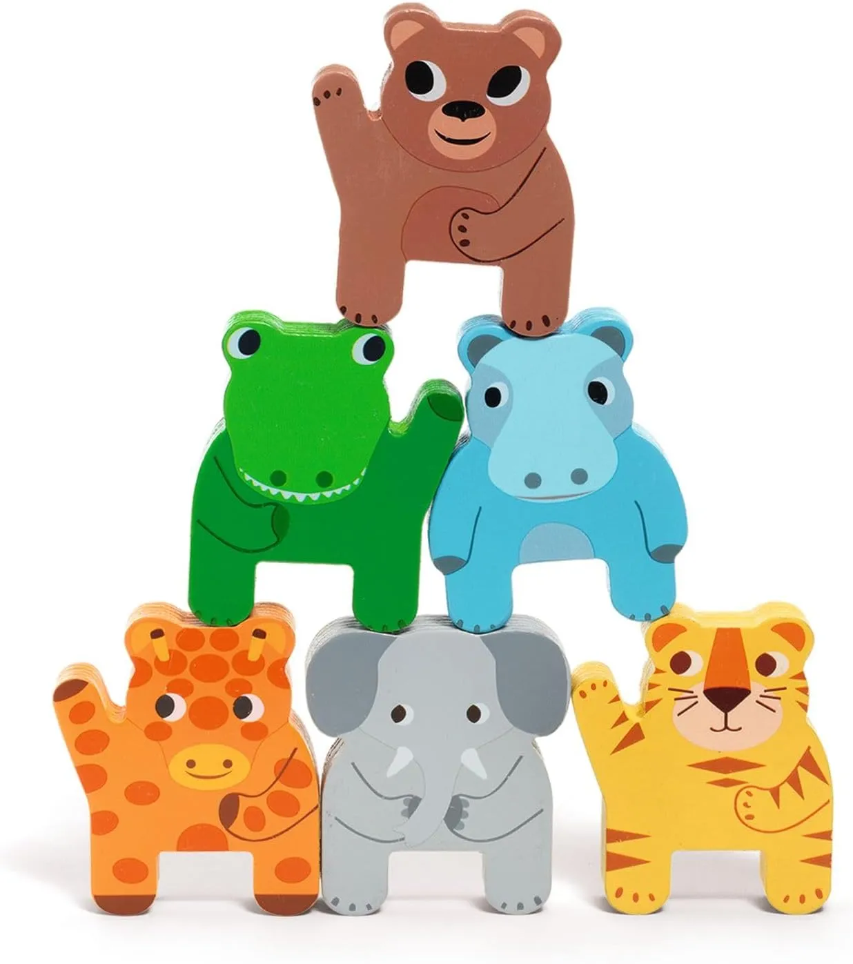 DJECO Jungle Animals Wooden Train - Trainimo Jungle - Safe for Kids Toys, Cute Toddler Vehicle, Stackable Animals for Imagination, Active Play, Motor Skills - Perfect for Boys & Girls Ages 18  Months