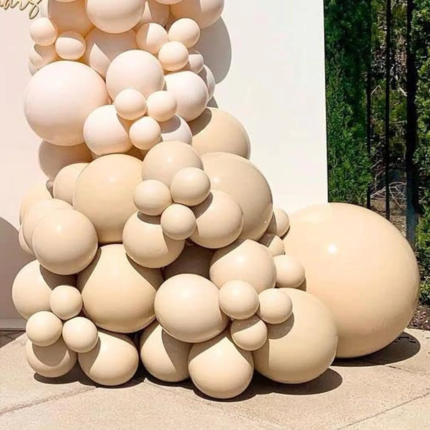Double Stuffed Beige Balloons, Nude Beige Tan Balloon Arch,18 12 10 5 Inch Double Stuffed Apricot Brown Different Sizes for Neutral Baby Shower,Boho Party,Teddy Bear Birthday Party Decoration(Beige01)