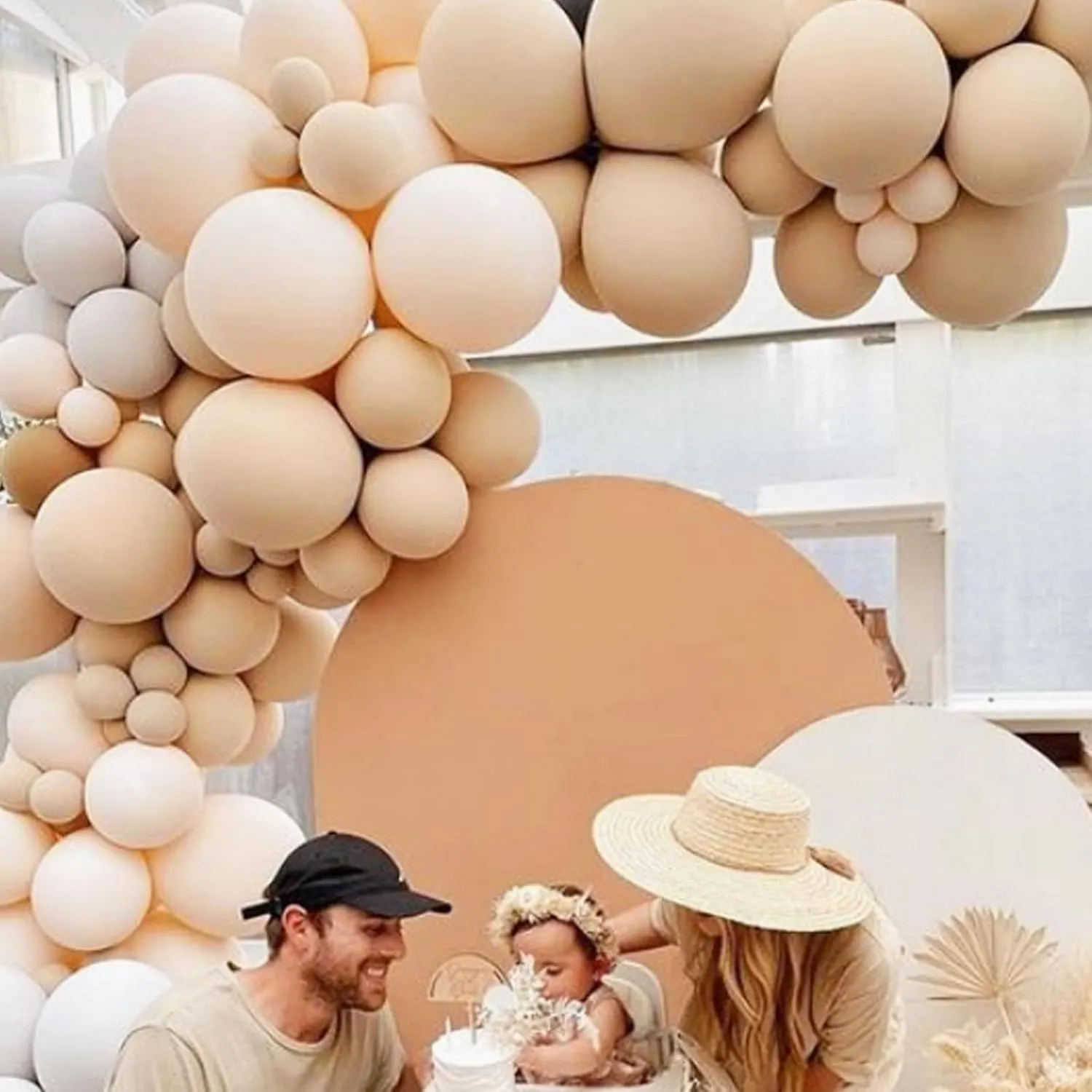 Double Stuffed Beige Balloons, Nude Beige Tan Balloon Arch,18 12 10 5 Inch Double Stuffed Apricot Brown Different Sizes for Neutral Baby Shower,Boho Party,Teddy Bear Birthday Party Decoration(Beige01)
